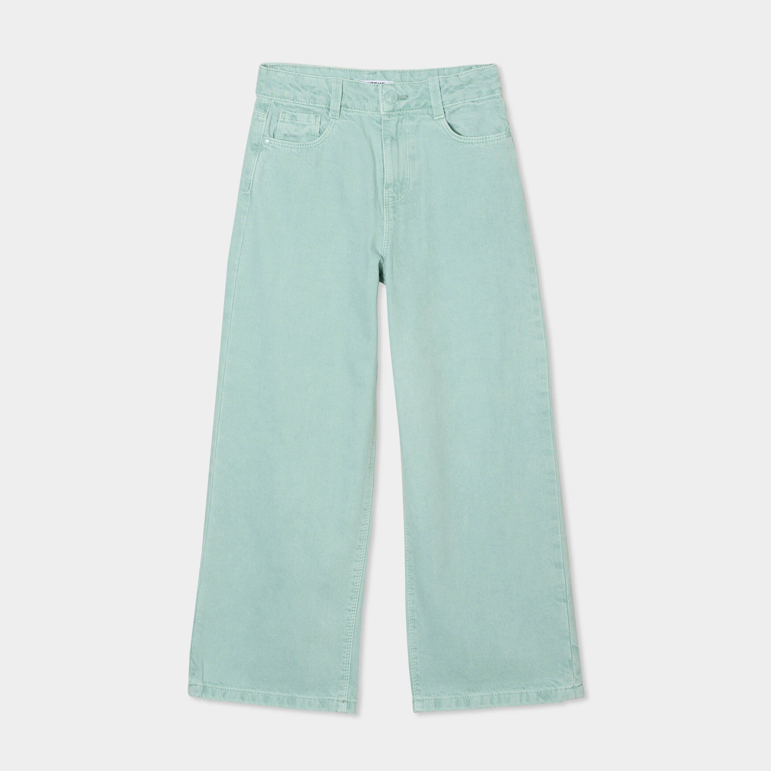 Pantalon coupe large 5 poches coton bleu gris fille CREEKS