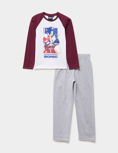 Ensemble pyjama pantalon t-shirt Sonic blanc gar&ccedil;on
