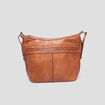 Sac seau avec perforations marron cognac femme