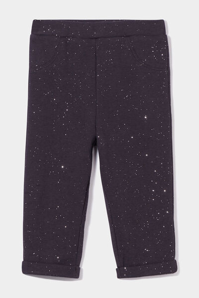 Pantalon doublé à paillettes gris foncé bébé fille
