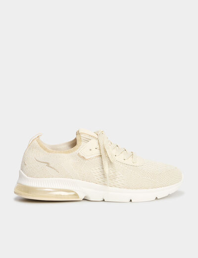 Baskets running à lacets sable femme