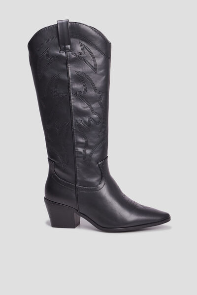 Bottes esprit western bouts pointus noir femme