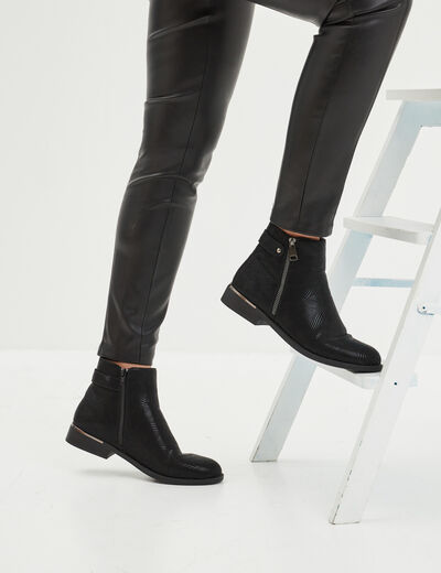 Bottines zippées avec perforations noir femme