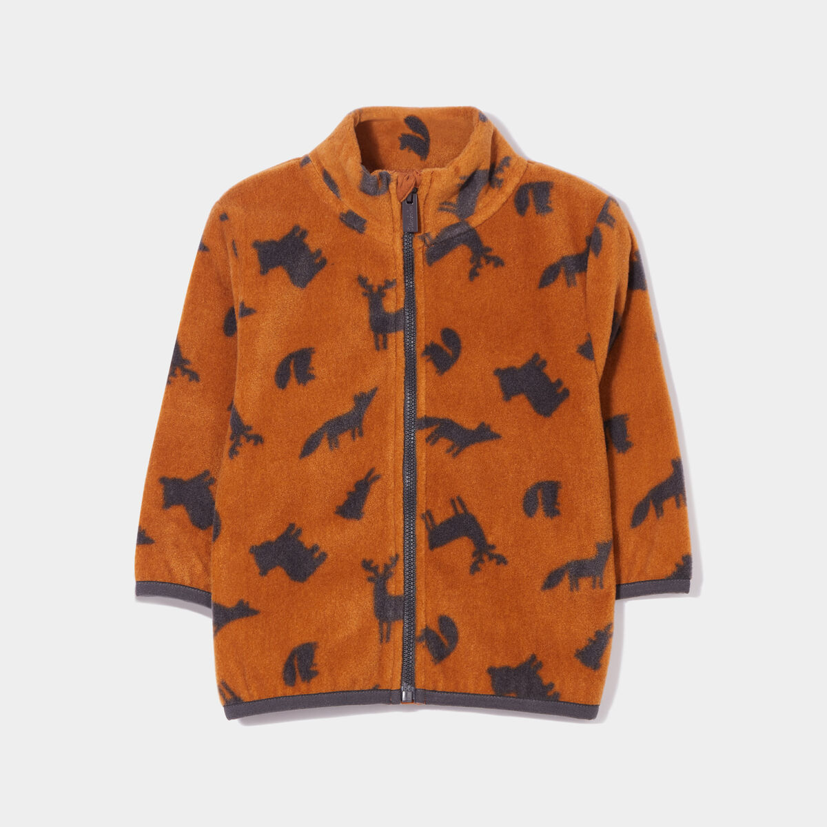 Gilet polaire zippé col montant marron cognac bébé garçon