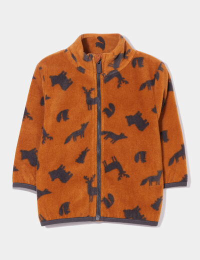 Gilet polaire zippé col montant marron cognac bébé garçon