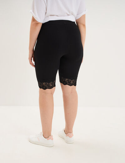 Short legging cycliste &agrave; dentelle noir femme grande taille
