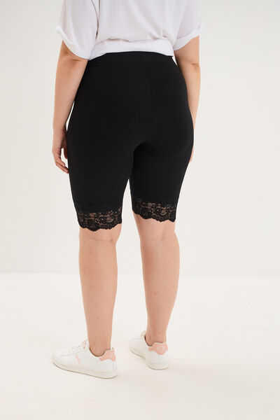 Short legging cycliste &agrave; dentelle noir femme grande taille