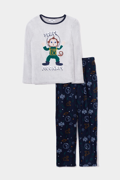 Ensemble pyjama pantalon pilou gris garçon