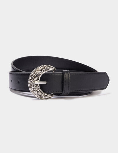 Ceinture avec boucle noir femme