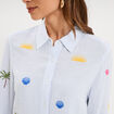 Chemise brod&eacute;e manches longues blanc femme