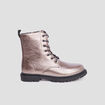 Bottines vernies zippées à lacets gris argent femme