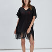 Robe de plage à franges noir femme