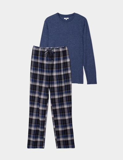 Ensemble pyjama manches longues 2 pièces bleu marine homme