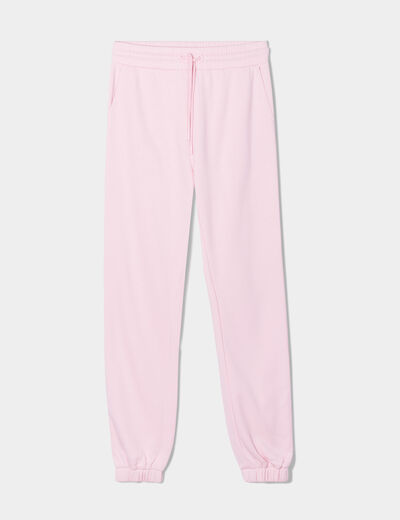 Pantalon jogging droit molleton rose femme