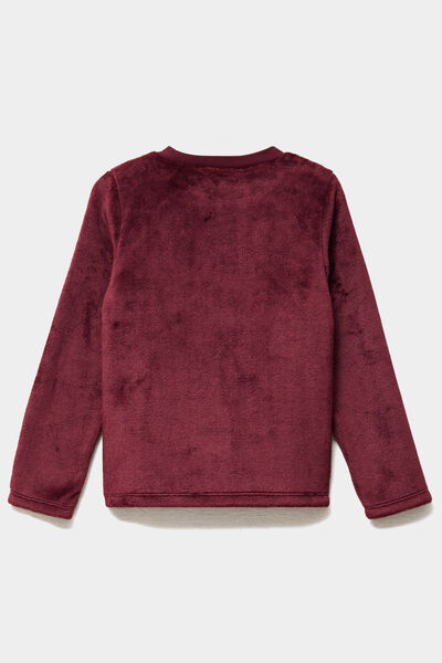 Ensemble pyjama pantalon velours bordeaux fille