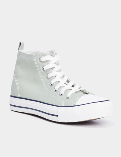 Baskets montantes en toile Creeks vert clair femme
