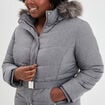 Doudoune capuche fausse fourrure gris clair femme grande taille