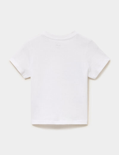 T-shirt &eacute;paule boutonn&eacute;e coton blanc b&eacute;b&eacute; gar&ccedil;on