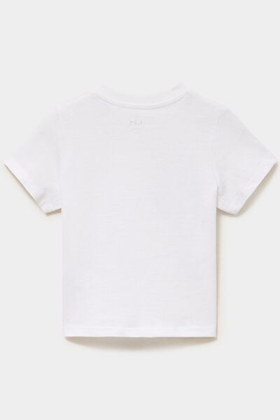 T-shirt &eacute;paule boutonn&eacute;e coton blanc b&eacute;b&eacute; gar&ccedil;on
