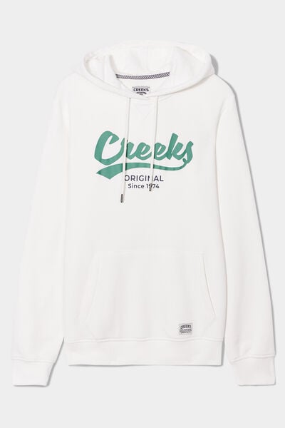 Sweat &agrave; capuche avec cordon hoodie blanc homme