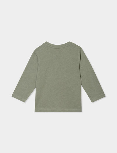 T-shirt épaule boutonnée manches longues vert kaki bébé garçon