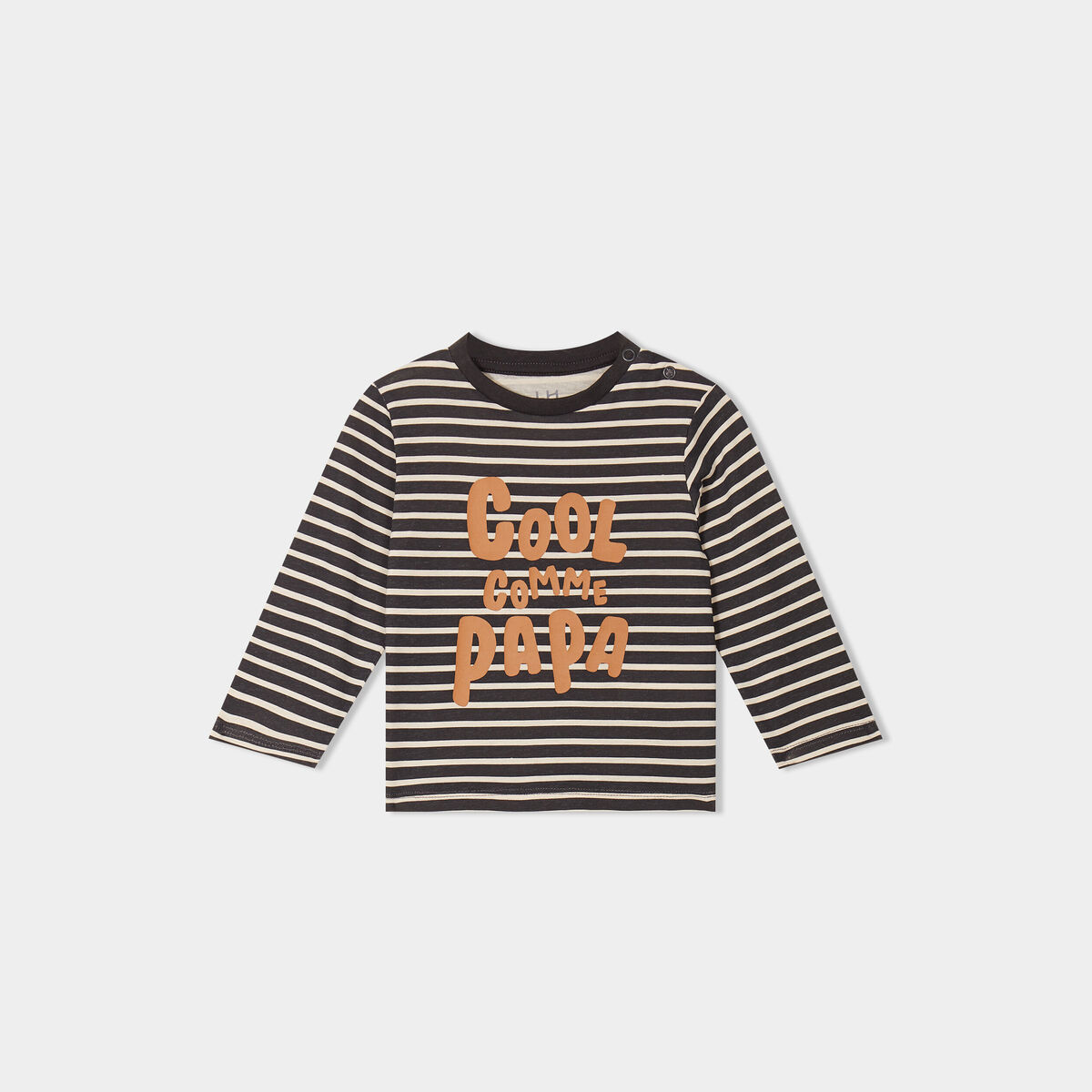 T-shirt manches longues col rond coton gris foncé bébé garçon