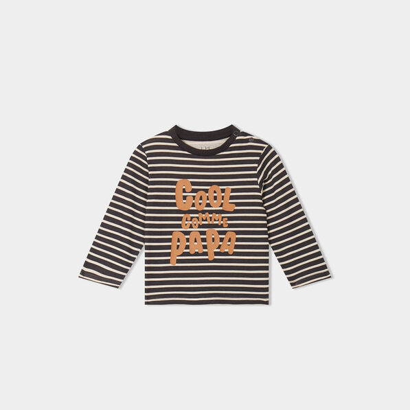 T-shirt manches longues col rond coton gris foncé bébé garçon