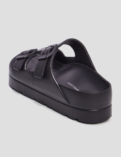 Mules de plage plateformes noir femme