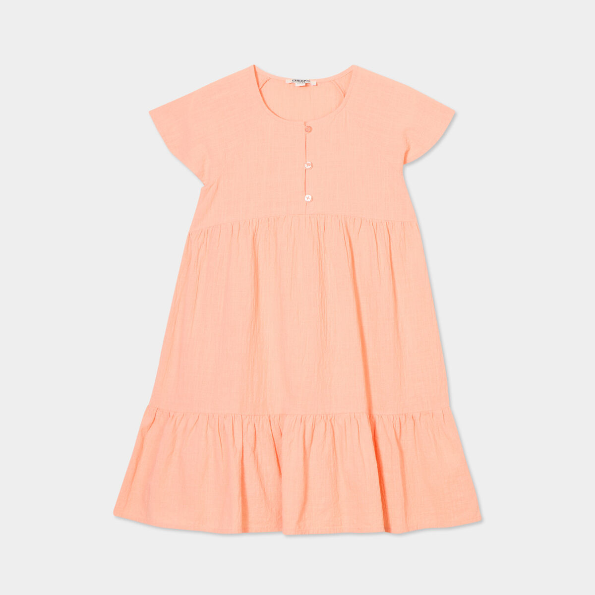 Robe manches courtes coton Creeks rose saumon fille