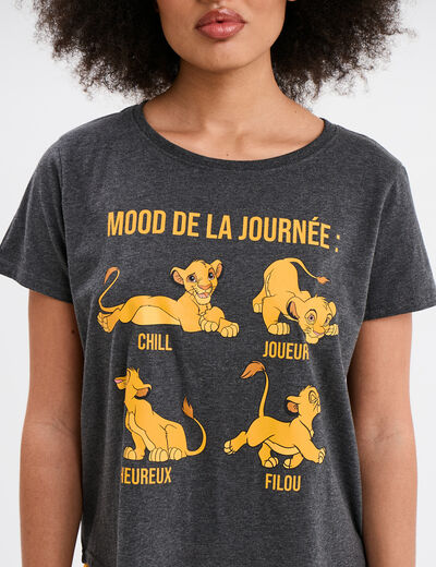 Ensemble pyjama short Le Roi lion gris foncé femme