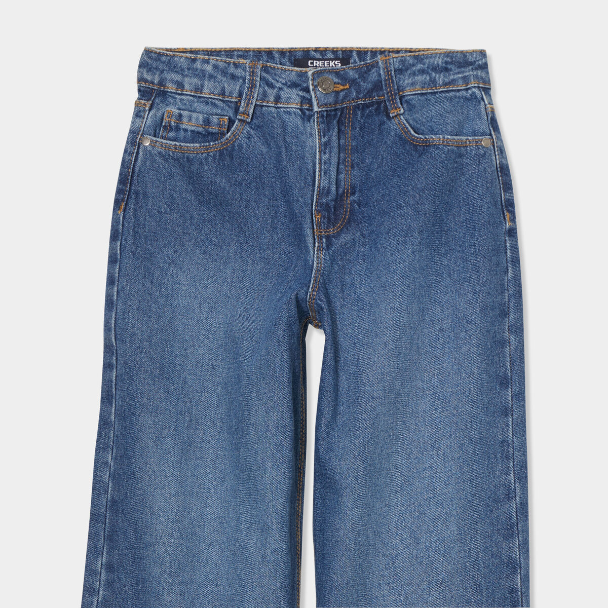 Jeans large 5 poches coton Creeks denim stone fille