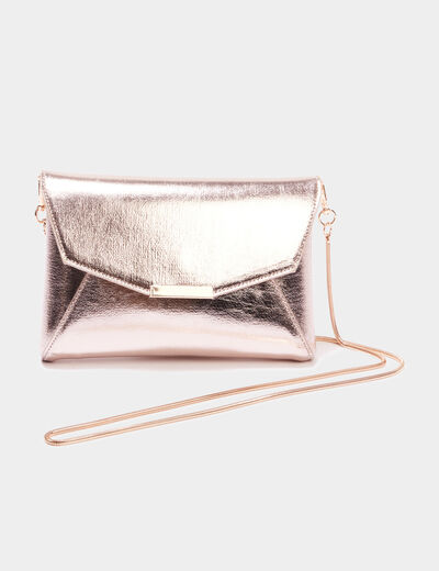 Sac pochette métallisé couleur or femme