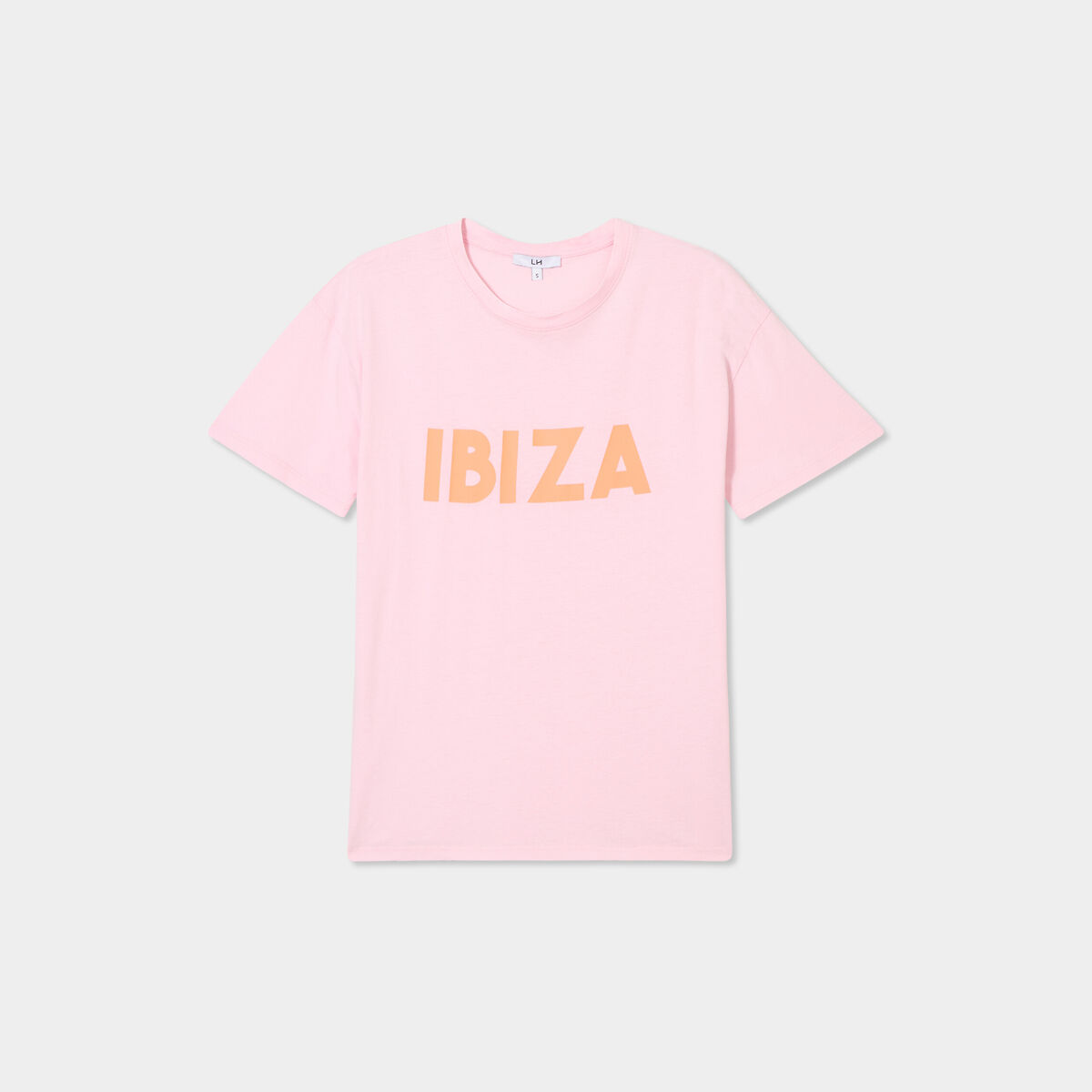 T-shirt droit manches courtes coton rose fluo femme