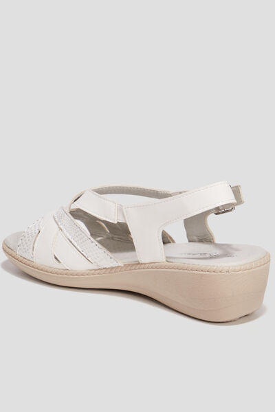 Sandales &agrave; talons compens&eacute;s blanc femme