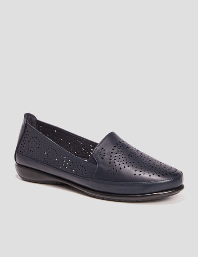 Mocassins perforées bleu marine femme