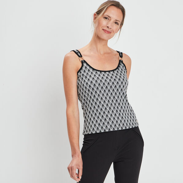 debardeur detail anneaux bretelles noir femme Débardeur détail anneaux bretelles noir femme