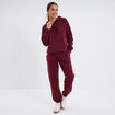 Sweat hoodie molleton &agrave; capuche bordeaux femme