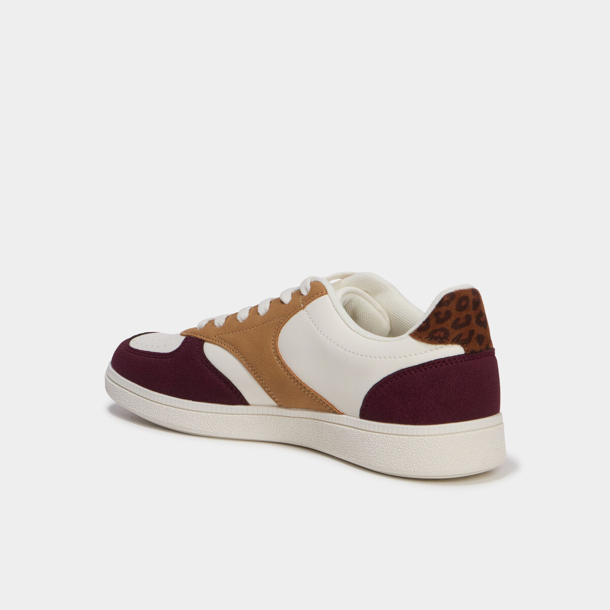 Baskets basses &agrave; lacets bordeaux femme