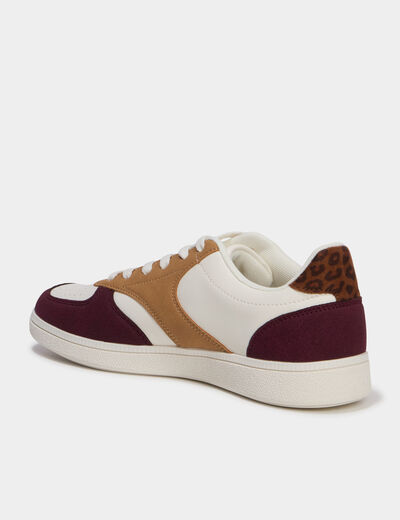 Baskets basses &agrave; lacets bordeaux femme