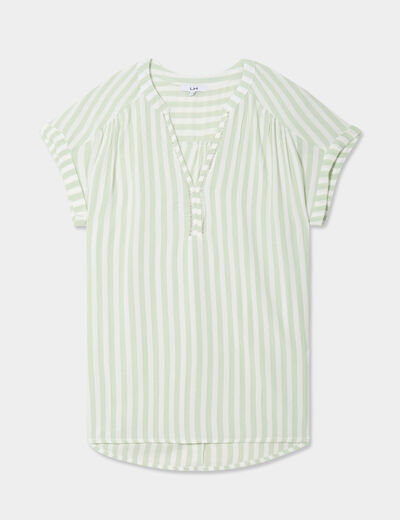 Blouse crépon manches courtes vert kaki femme