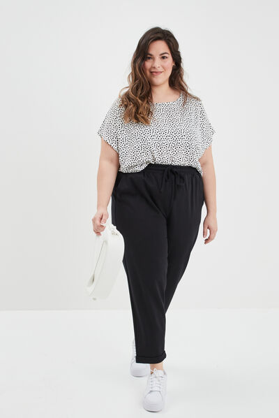 Pantalon de jogging taille élastiquée noir femme grande taille