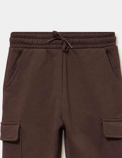Pantalon de jogging cargo molletonn&eacute; marron fonc&eacute; fille
