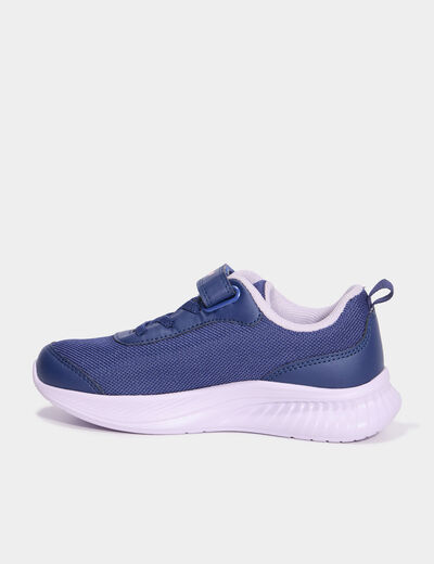 Baskets running &agrave; scratchs bleu marine fille