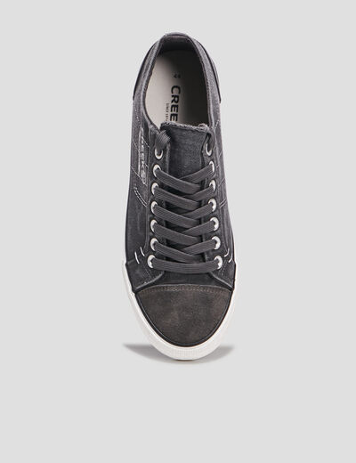 Tennis basses en toile &agrave; lacets gris homme