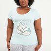 Ensemble pyjama corsaire 2 pi&egrave;ces bleu turquoise femme grande taille