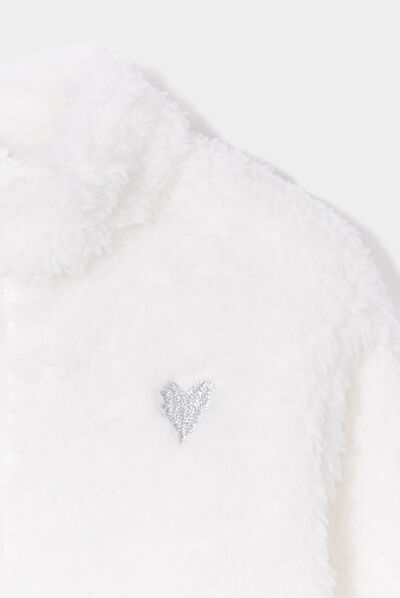 Gilet zippé imitation laine de mouton blanc bébé fille