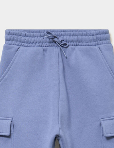 Pantalon de jogging cargo molletonn&eacute; bleu lavande fille