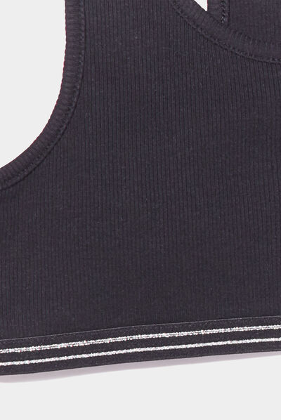 Lot 2 brassières effet côtelé noir fille
