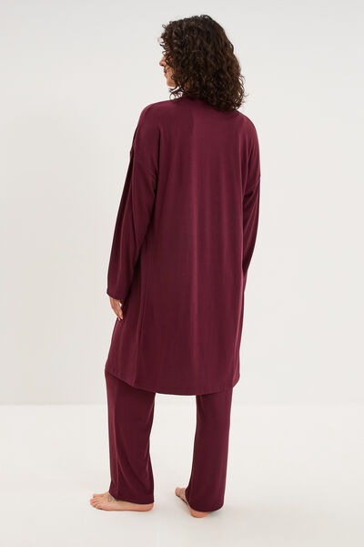 Ensemble pyjama 3 pi&egrave;ces prune femme