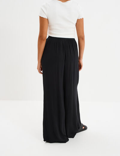 Pantalon large fluide noir femme